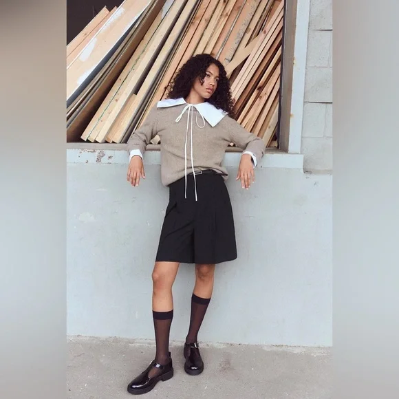 ZADA BELTED PLEATED SHORTS - Picture 2 of 9